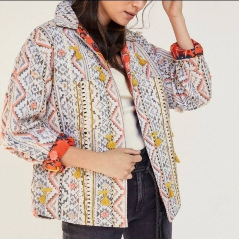 Anthropologie Geometric Patterned Utility Jacket